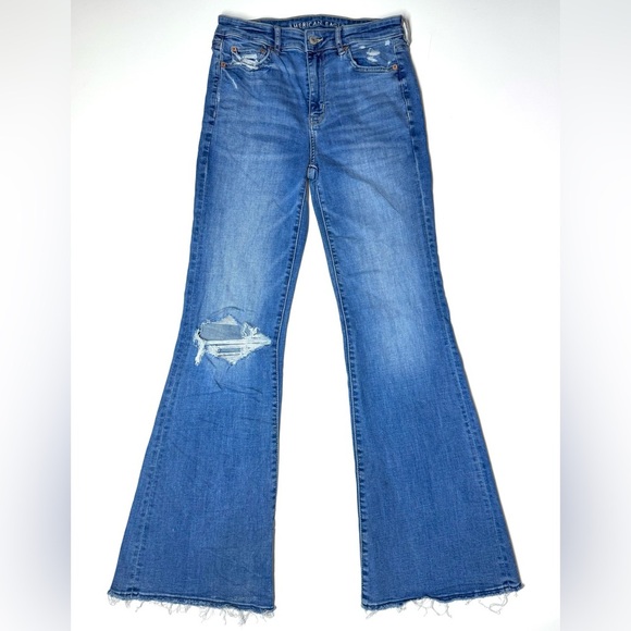 American Eagle Women's Super Hi-Rise Flare Jeans Size- 4 Regular - Picture 1 of 10